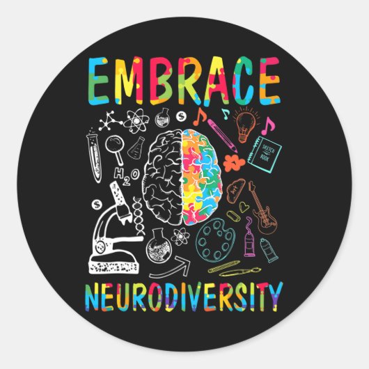 Awareness Assemblée Neurodiversity Man Wo Ronde Sticker (Voorkant)