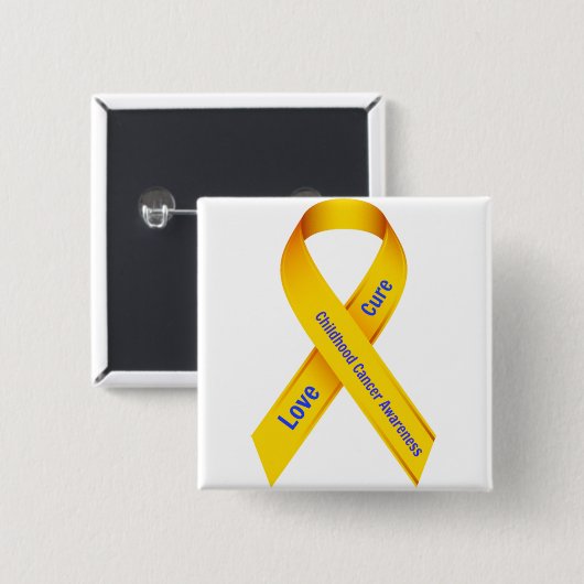 Awareness Badge kinderkanker Vierkante Button 5,1 Cm (Voorkant /achterkant)