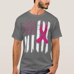 Awareness Breast Cancer American Distress Flag T-shirt