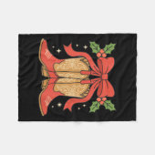 Awareness Cowboy Boots Christmas Breast Cancer Sup Fleece Deken (Voorkant (Horizontaal))