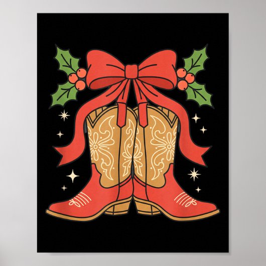 Awareness Cowboy Boots Christmas Breast Cancer Sup Poster (Voorkant)
