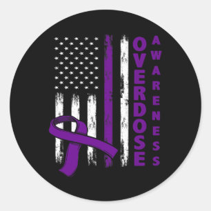 Awareness Day USA Amerikaanse vlag Overdose Awaren Ronde Sticker