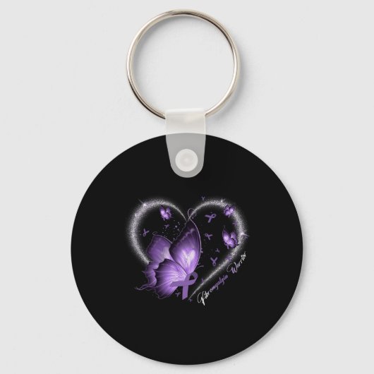 Awareness Day Warrior Survivor Butterfly Heart Sleutelhanger (Voorkant)