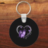 Awareness Day Warrior Survivor Butterfly Heart Sleutelhanger (Voorkant)