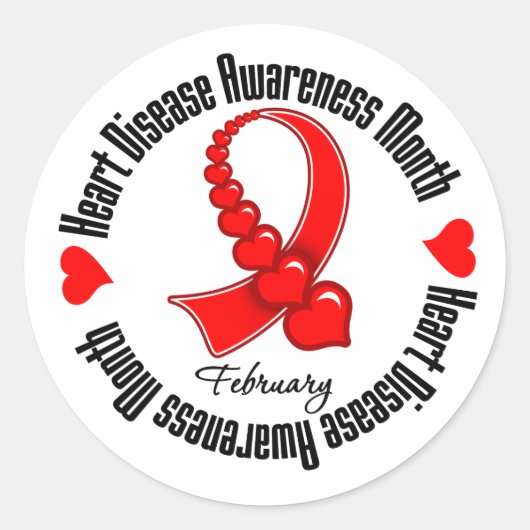 Awareness Maand Lint - Hartziekte Ronde Sticker (Voorkant)