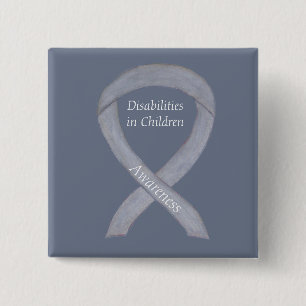 Awareness of Children's Disabilities Ribbon Pin Vierkante Button 5,1 Cm