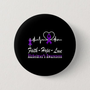 Awareness Paarse Lint Einde van Heimer's  Ronde Button 5,7 Cm