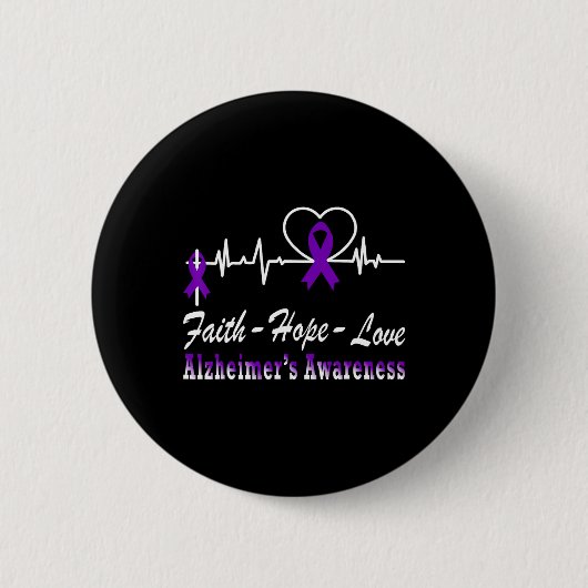 Awareness Paarse Lint Einde van Heimer's Ronde Button 5,7 Cm (Voorkant)