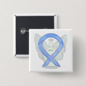 Awareness Ribbon Angel Pin Vierkante Button 5,1 Cm (Voorkant /achterkant)