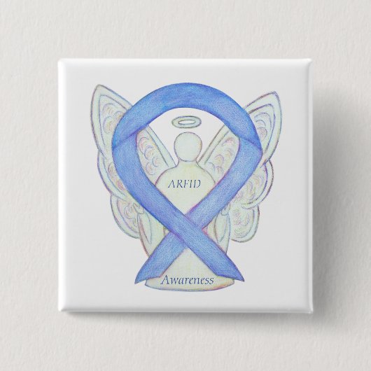 Awareness Ribbon Angel Pin Vierkante Button 5,1 Cm (Voorkant)
