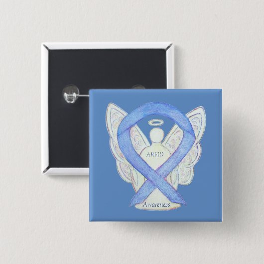 Awareness Ribbon Angel Pin Vierkante Button 5,1 Cm (Voorkant /achterkant)
