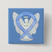 Awareness Ribbon Angel Pin Vierkante Button 5,1 Cm (Voorkant)