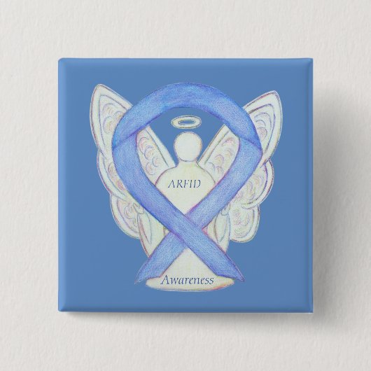 Awareness Ribbon Angel Pin Vierkante Button 5,1 Cm (Voorkant)