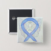 Awareness Ribbon Angel Pin Vierkante Button 5,1 Cm (Voorkant /achterkant)