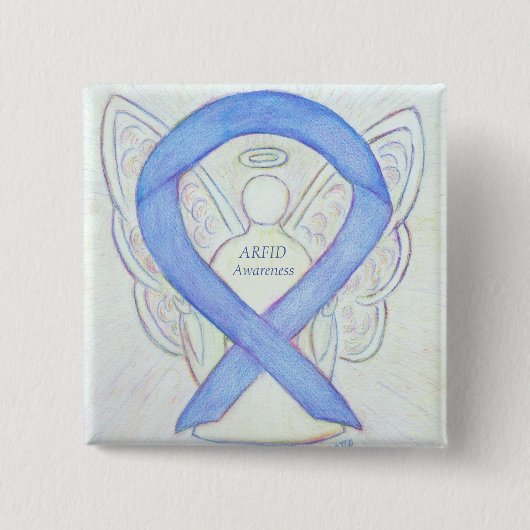Awareness Ribbon Angel Pin Vierkante Button 5,1 Cm (Voorkant)