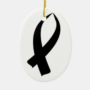 Awareness Ribbon Black Keramisch Ornament