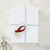 Awareness Ribbon (Bourgogne & Cream) Cadeaulabel (Met Touw)