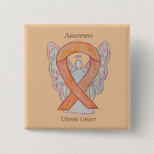Awareness Ribbon Pins Uterine Cancer Angel Vierkante Button 5,1 Cm (Voorkant)