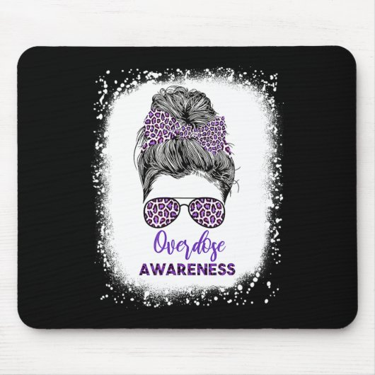 Awareness Warrior Messy Hair Bun Paarse Lint 1 Muismat (Voorkant)