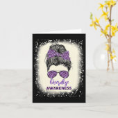Awareness Warrior Messy Hair Bun Paarse Lint Kaart (Gele Bloem)