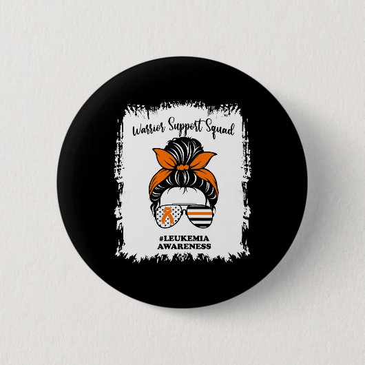 Awareness Warrior Support Squad Messy Bun Matching Ronde Button 5,7 Cm (Voorkant)