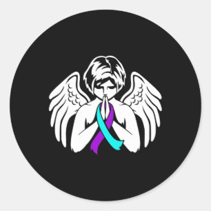 Awareness Wings Angel Ribbon Happy Support Graphic Ronde Sticker