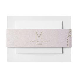 Awash Elegant Waterverf Blush Wedding Monogram Uitnodigingen Wikkel