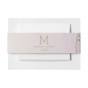 Awash Elegant Waterverf Blush Wedding Monogram Uitnodigingen Wikkel