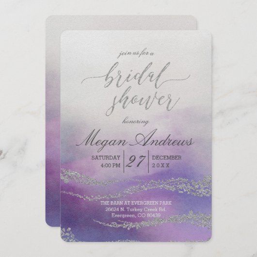 Awash Elegant Waterverf Bruidsdouche Uitnodiging (Voorkant / Achterkant)