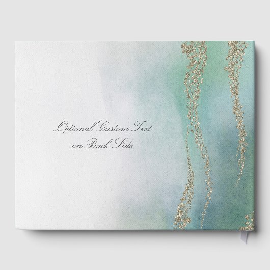 Awash Elegant Waterverf in Ocean Wedding Monogram Gastenboek (Achterkant)