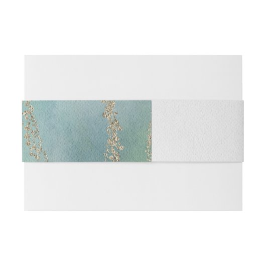 Awash Elegant Waterverf in Ocean Wedding Monogram Uitnodigingen Wikkel (Achterkant Voorbeeld)