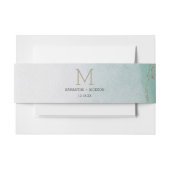 Awash Elegant Waterverf in Ocean Wedding Monogram Uitnodigingen Wikkel (Voorkant Voorbeeld)