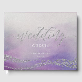 Awash Elegant Waterverf Orchidee Bruiloft Monogram Gastenboek