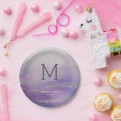 Awash Elegant Waterverf Orchidee Bruiloft Monogram Papieren Bordje (Feest)