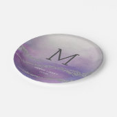 Awash Elegant Waterverf Orchidee Bruiloft Monogram Papieren Bordje (Gekanteld)