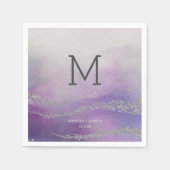 Awash Elegant Waterverf Orchidee Bruiloft Monogram Servetten (Voorkant)
