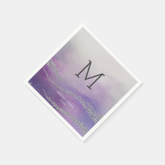 Awash Elegant Waterverf Orchidee Bruiloft Monogram Servetten (Hoek)