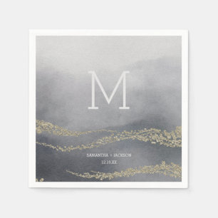 Awash Elegant Waterverf Smoke Wedding Monogram Servetten