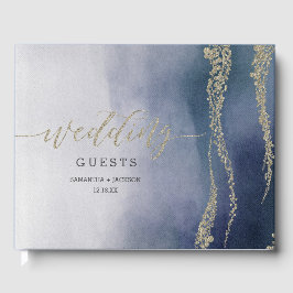 Awash Elegant Waterverf Surf Wedding Monogram Gastenboek
