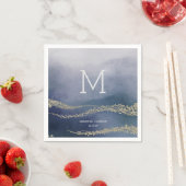 Awash Elegant Waterverf Surf Wedding Monogram Servetten (Insitu)