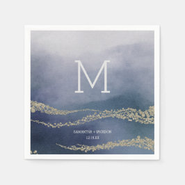Awash Elegant Waterverf Surf Wedding Monogram Servetten