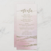 Awash Elegante Waterverf in Blush Bruiloft Menu (Voorkant / Achterkant)