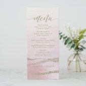 Awash Elegante Waterverf in Blush Bruiloft Menu (Staand voorkant)