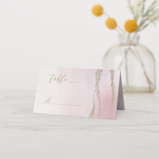 Awash Elegante Waterverf in Blush Tafelnummer Plaatskaartje (Voorkant)