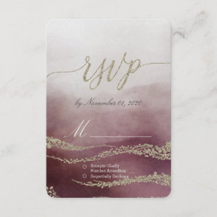 Awash Elegante Waterverf in Cranberry bruiloft RSV RSVP Kaartje