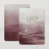 Awash Elegante Waterverf in Cranberry bruiloft RSV RSVP Kaartje (Voorkant / Achterkant)