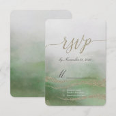 Awash Elegante Waterverf in Foliage Wedding RSVP (Voorkant / Achterkant)