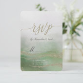 Awash Elegante Waterverf in Foliage Wedding RSVP (Staand voorkant)