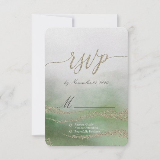 Awash Elegante Waterverf in Foliage Wedding RSVP (Voorkant)