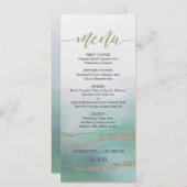 Awash Elegante Waterverf in Ocean Wedding Menu (Voorkant / Achterkant)